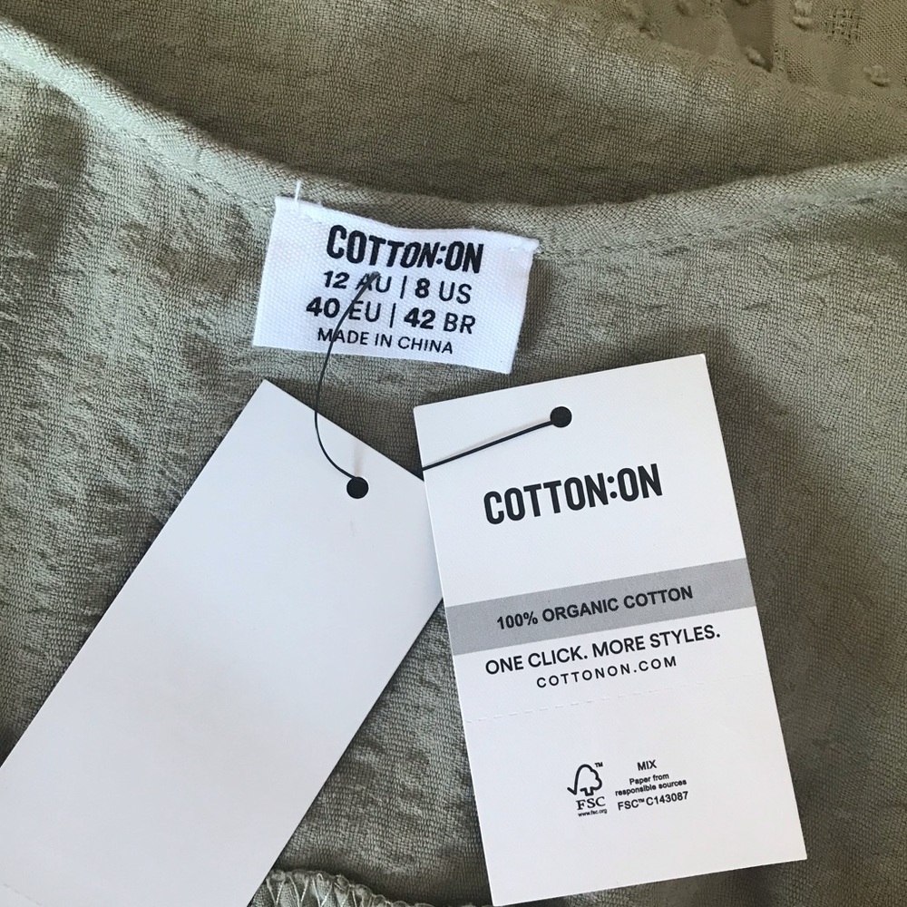 Cotton-On Women’s 12 New Sage Green Tie Strap Lightweight Mini Tiered Dress NWT - Picture 14 of 16